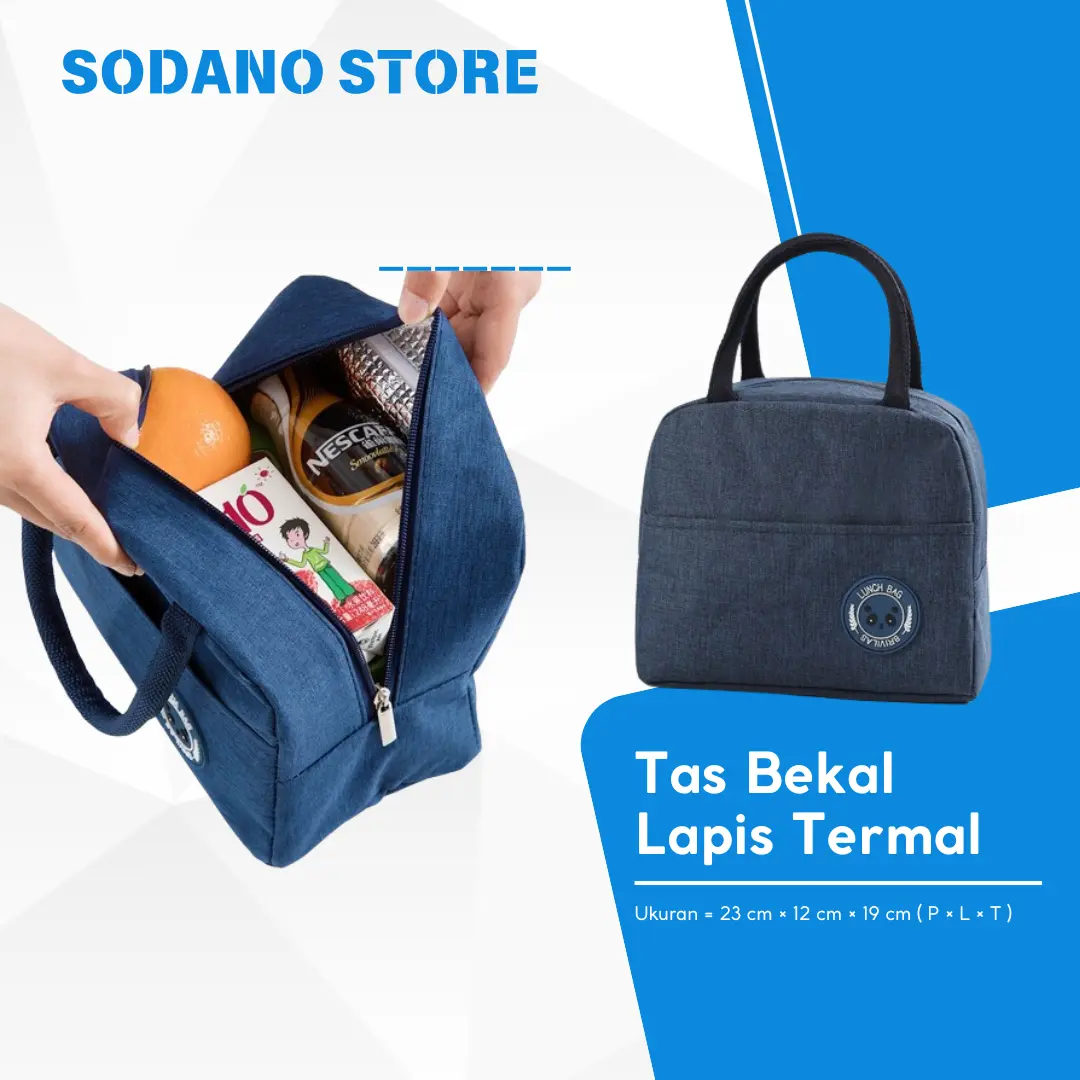 Tas Travel Tempat Bekal Bekel Makanan Anak Sekolah Lunch Bag Premium Cooler Bag Bahan 2 Lapis Thermal Aluminium Foil Waterproof