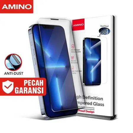 AMINO Anti Dust Tempered Glass Untuk Iphone XR 11 15 16 Pro Max 16 Plus 16e 15 Plus 14 Pro Max 14 Plus 13 Pro Max 12 Pro Max 11 Pro Max X XS XS MAX Screen Protector Full Cover Anti Gores Anti Debu Dustproof Mesh 0