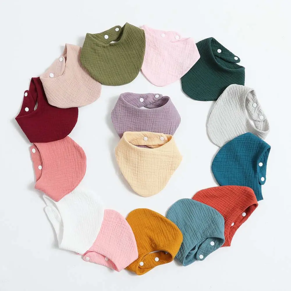 Soft Solid Color for Newborn Feeding Drool Bibs Feeding Apron Drool Stuff Bibs Triangle Bibs Burp Cloths Baby Muslin Bibs Saliva Towel