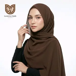 Nurama Hijab Pashmina Ceruty Babydoll 200 cm x 75 cm Jilbab Syar'i Flowy Lembut & Stretchy
