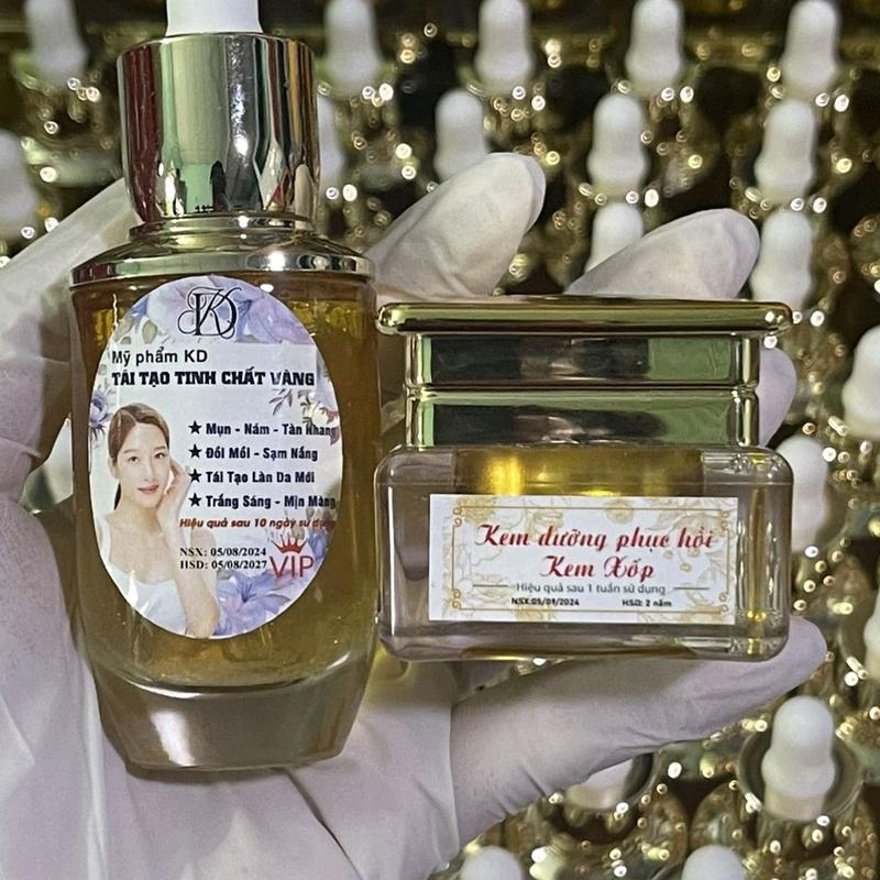 VIP - Bộ Serum Tinh Chất Vàng Hỗ Trợ Trị Mụn Nám Tàn Nhang Đốm Nâu Cho Nữ Women Skincare Làm Đẹp Da Dưỡng Ẩm Kem Topping & Kem Dưỡng Phục Hồi