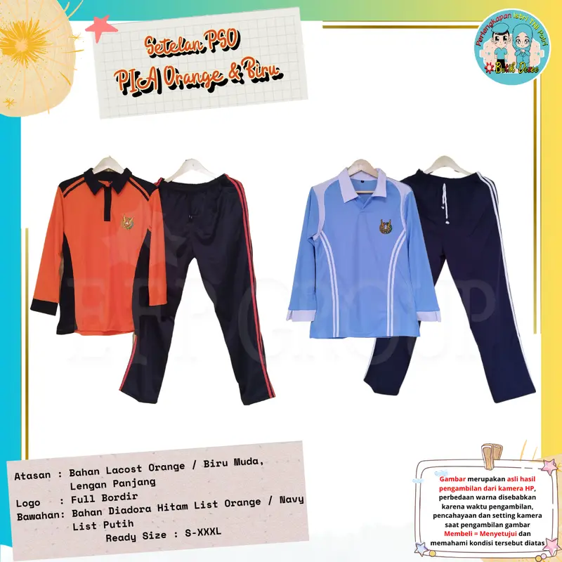 (READY STOK..!!) SETELAN OLAHRAGA PIA BIRU / ORANGE SIZE S-4XL 0