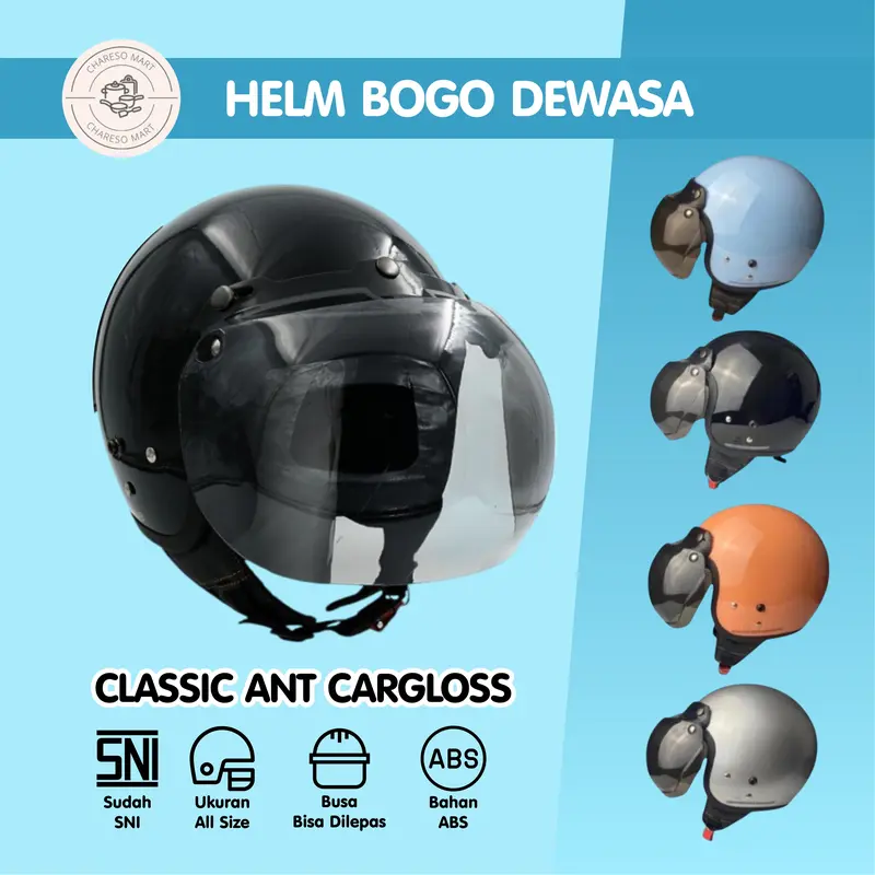 Helm Motor Retro Bogo SNI Full Leher Vintage Ori Classic ANT Dewasa Cargloss Hijabers Motorcycle 0