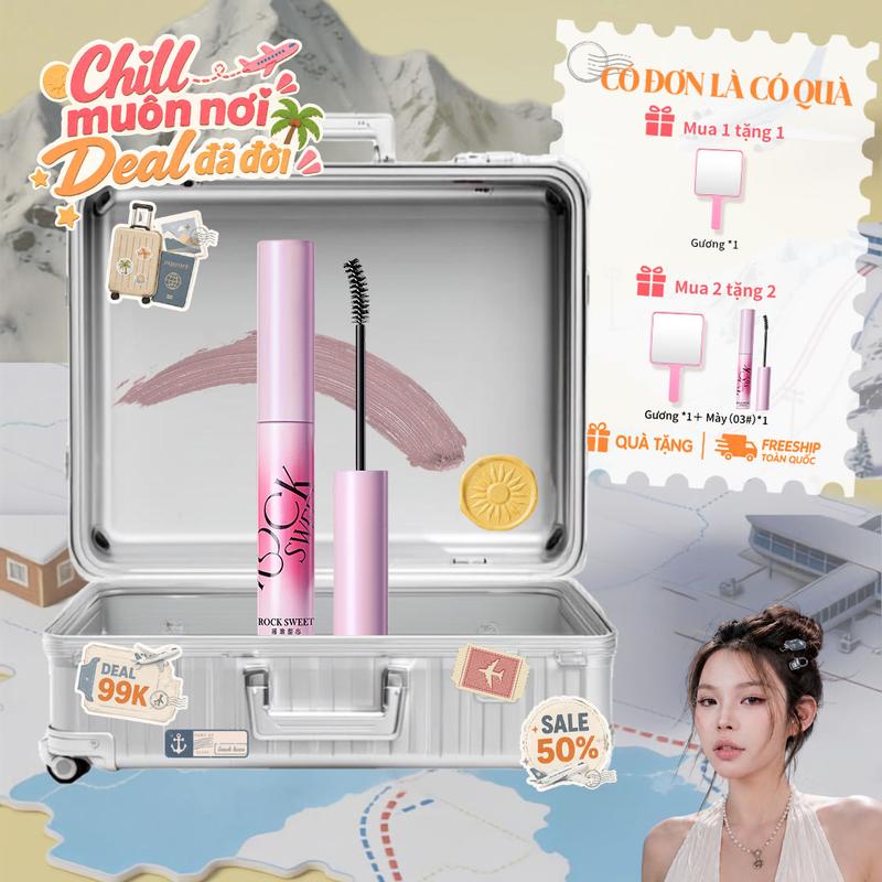 ROCKSWEET Mascara Lông Mày RS Lì Mềm Mại,Màu Nâu Hồng, Lông Mày Lông Mịn Tự…