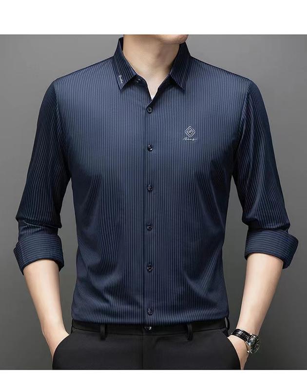 Áo Sơ Mi Nam Không Đường May Mùa Hè, Hàng Mới Về, Co Giãn, Không Sắt, Áo Sơ Mi Công Sở Thường Ngày Thoáng Khí, Sọc Mỏng, ngắn Tay, Quần Áo Nam, Flying We