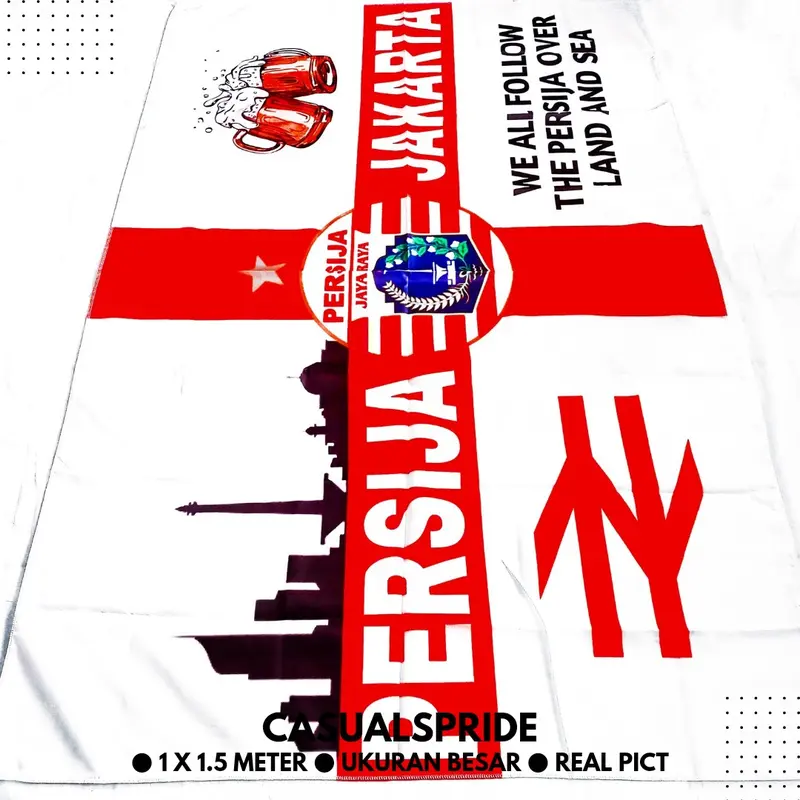Bendera Persija Jakarta The Jack Ultras Curva Nord 1928 Casuals Ukuran Besar - Koleksi Bola Indonesia yang Spesial 1