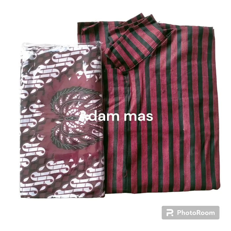 Set baju surjan lurik tradisional pria dewasa adat jawa-Baju pria adat jogja solo Motif 8