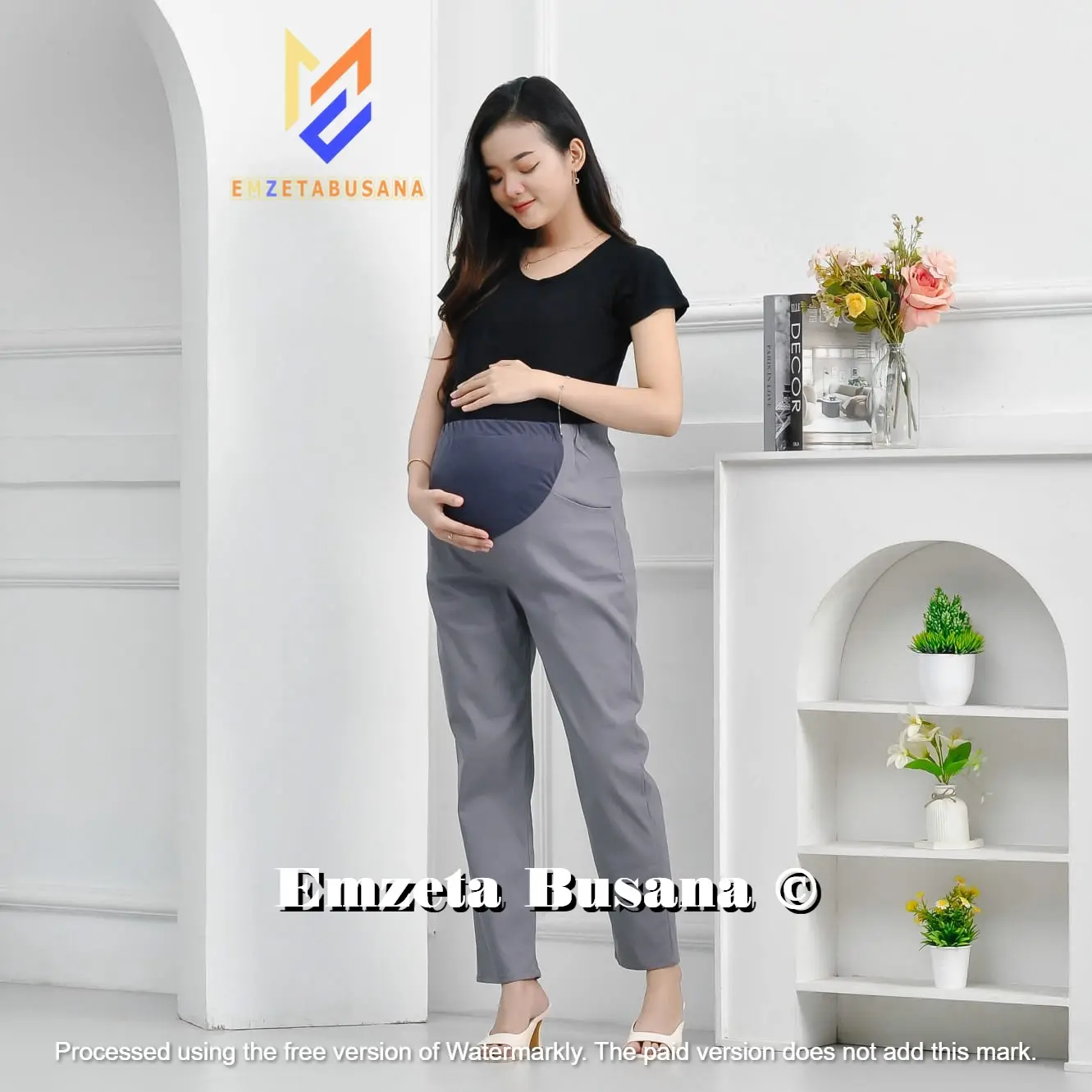 Celana Hamil Kerja Kantor Jumbo XXL Combed Stretch Premium Celana Bumil Kekinian Maternity Pants Office Cotton