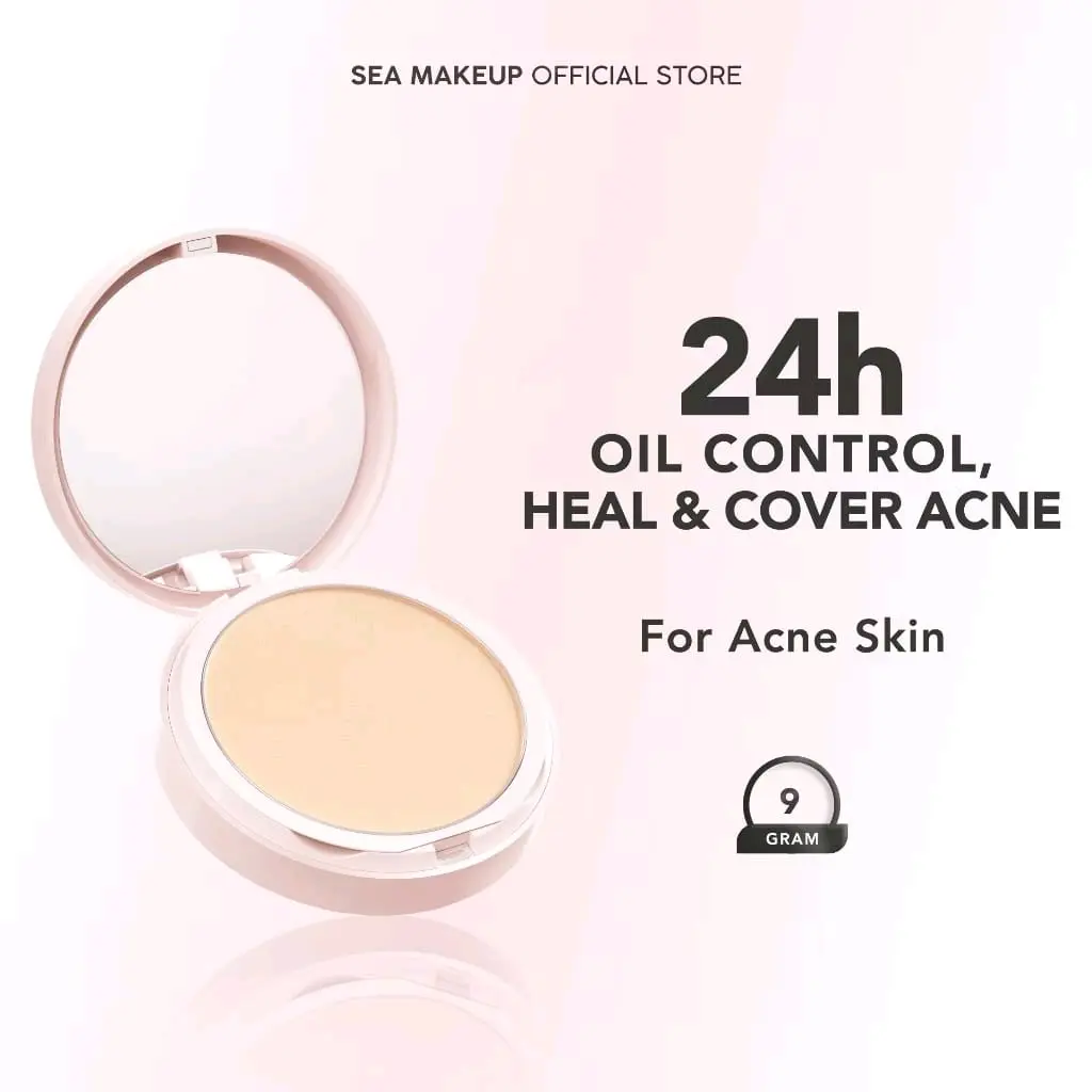 Sea makeup acne cover&smooth two way cake pressed powder and matte