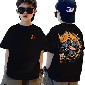 NTN Kaos Anak Laki Laki Umur 7-16 Tahun Anime Series NARUTO Kakashi Katun Hitam Fashion