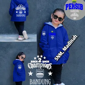 Persib Jaket Anak Bergambar Terbaru Perempuan Laki-Laki Premium Berkualitas Fashion Persib Bandung Champions Back 2 Back Bahan Suiter Lembut Hangat Tebal Sablon Tidak Pudar