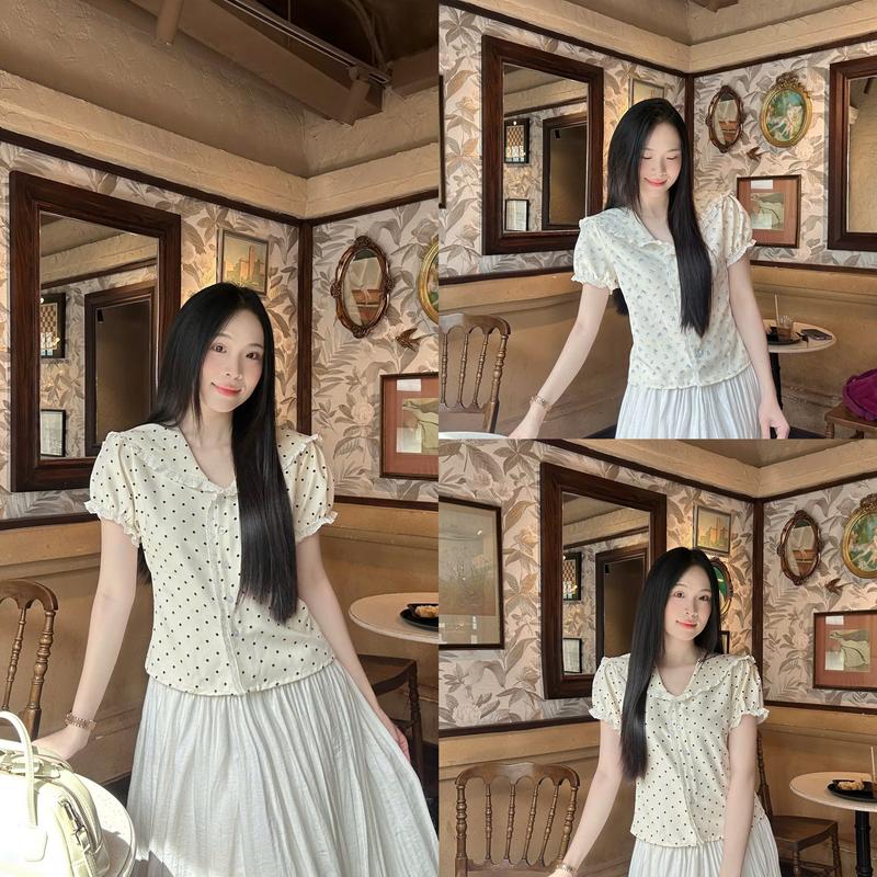  Áo sơ mi cổ thủy thủ phối ren trẻ trung thiết kế vintage xinh xắn  LAMO - B1471 