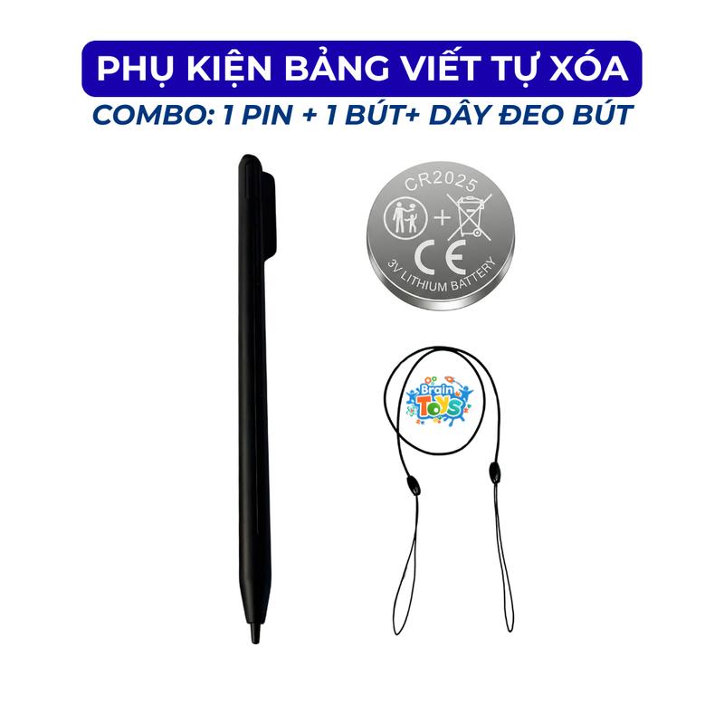 Combo Bút thay thế + Pin CR2025 + Dây đeo bút, phụ kiện bảng viết tự xóa bảng…