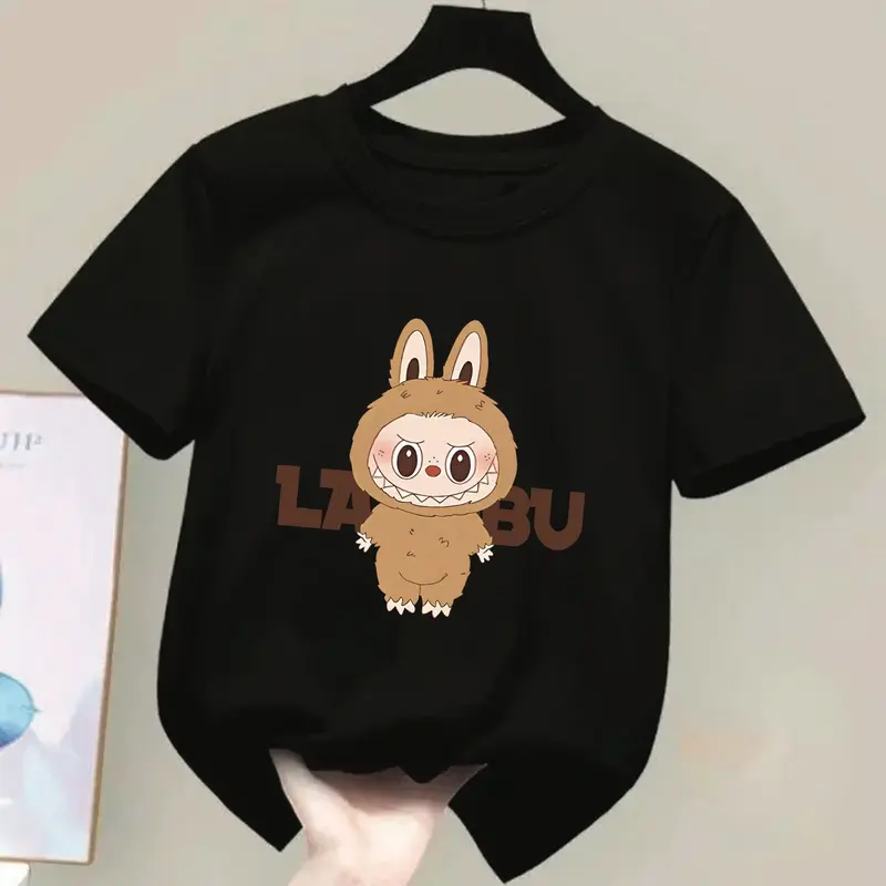 COD Kaos Anak Lengan Pendek Cewe Cowo / Baju Oblong Anak lengan Pendek Ideal Usia 2-15 TH Cotton combed Motif LABUBU Fashion 3