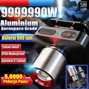 【Beli 1 gratis 1】Tropcore Senter Kepala 80W Fokus & Penyebaran Zoom 1200 Lumen Headlamp LED 3 Mode Cahaya