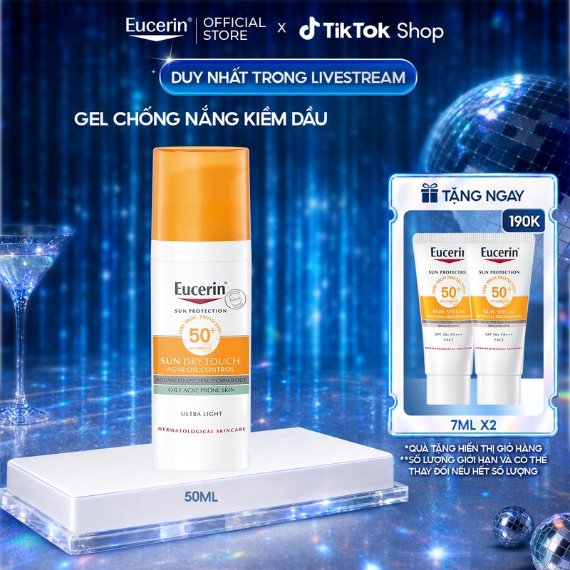 Gel Chống Nắng Kiểm Soát Nhờn Eucerin Sun Dry Touch Oil Control Face SPF50+ 50ml