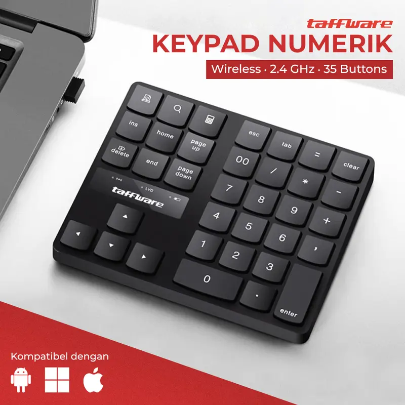 Taffware R57 Keyboard Angka USB Wireless Keypad Numerik Multimedia Wireless 2.4GHz 35 Buttons R57 0