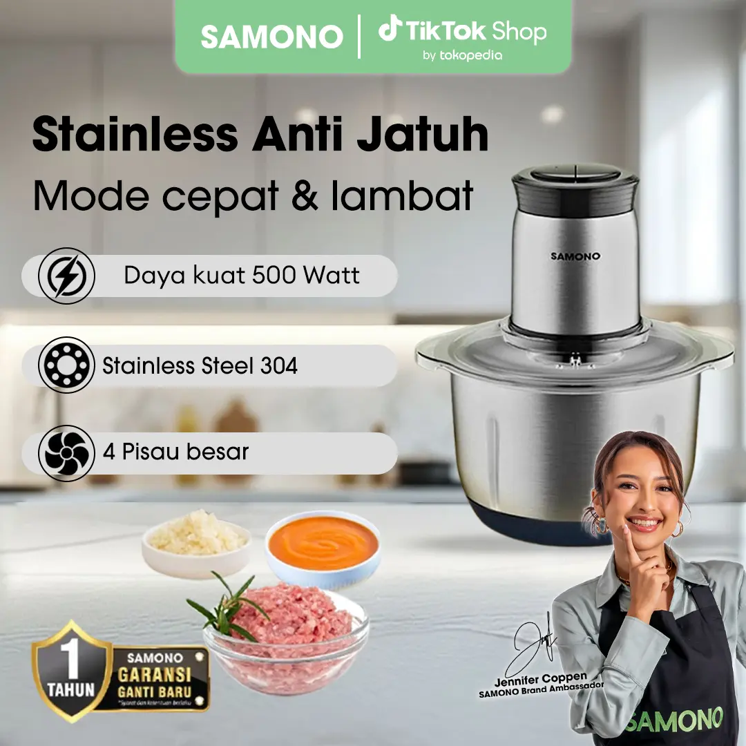 (MEGA 7.7) SAMONO Food Chopper 2 in 1 Stainless Steel 304 SW-C500
