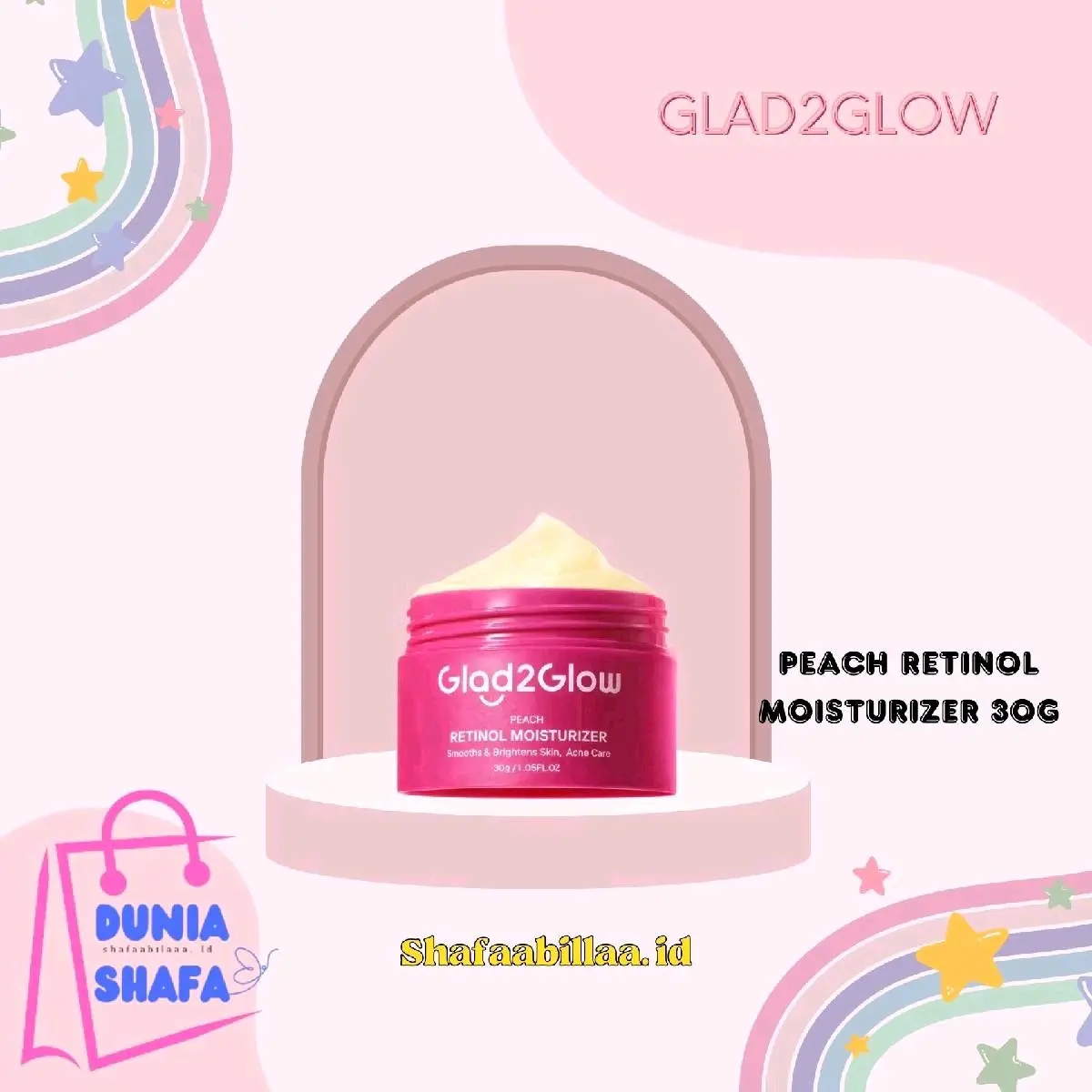 (Ready Stock) GLAD2GLOW PEACH RETINOL MOISTURIZER 30g // Anti Aging Melembabkan Dan Mencerahkan Kulit Wajah // Perawatan Untuk Kulit Berjerawat