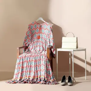 Bohemian Dress Motif & Polos Matterial cotton Rayon Viscose & Cotton Rayon twill aplikasi tali tessel