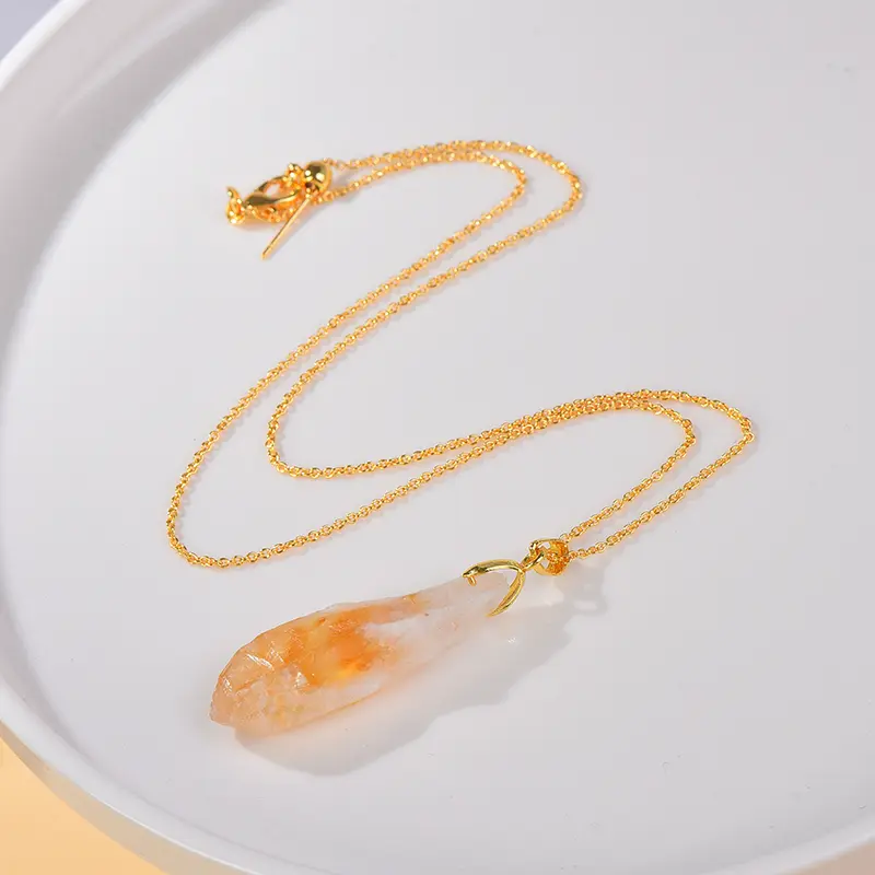 Mặt Dây Chuyền Citrin, Tự Nhiên Và Thật, Mặt Dây Chuyền Pha Lê, Dành Cho Nữ, Dễ Thương, Thanh Lịch Và Đẹp Mắt