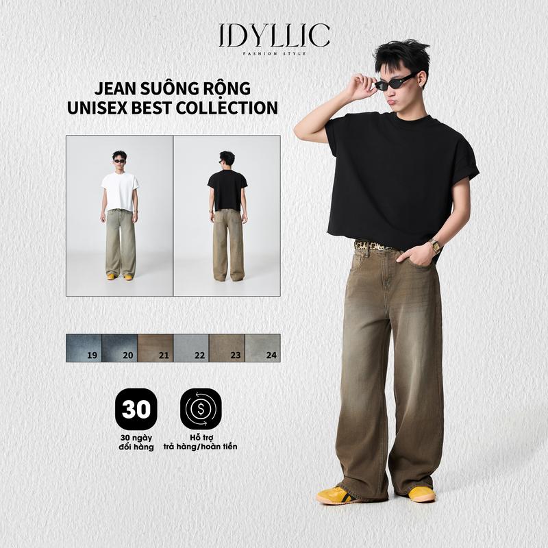 IDYLLIC - MỚI RA MẮT Bộ Sưu Tập Quần jean nam nữ unisex ống suông rộng thời trang màu hot trend cotton dày dặn Menswear Cotton Pants