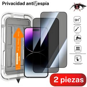 Set de 2 piezas de película protectora de pantalla anti-espionaje, incluye herramienta de alineación sin polvo, compatible con iPhone 16 15 14 13 12 11 Pro Max Plus, protección de privacidad resistente a rasguños