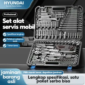 HYUNDAI Set Kunci Soket Ukuran Lengkap dengan Kunci Ratchet  kunci lengkap, Kunci Shock Fullset Paket Alat Perbaikan Mobil Lengkap pengencang baut
