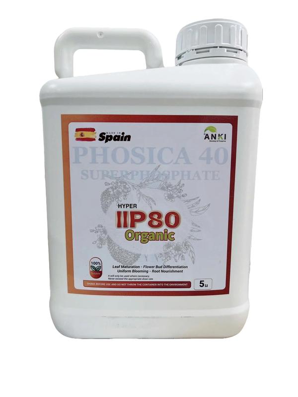 Can phân bón Hyper IIP80 Lân hữu cơ 5 lít nhập khẩu Châu Âu - Pha 5000 lít nước Tạo mầm, xử lý ra hoa thuận vụ, nghịch vụ, ra hoa đồng loạt - Pha 10000 lít nước Dưỡng rễ, nuôi rễ phục hồi kiến thiết lại bộ rễ