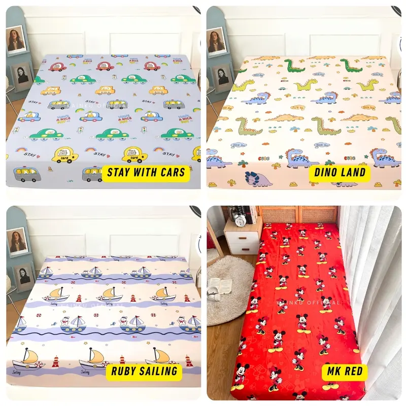 Sprei Waterproof Motif Anti Geser Motif Ukuran 90 100 120 140 160 180 200 Bisa Custom Bantal Guling 4
