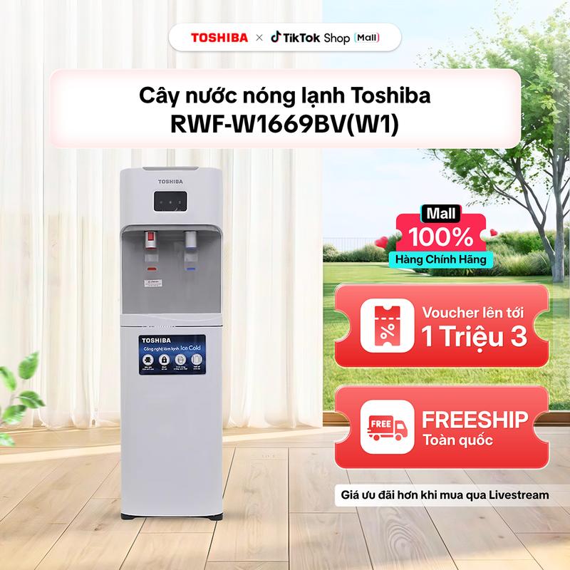 Cây nước nóng lạnh Toshiba RWF-W1669BV(W1)- Có khoang chứa đựng ly tách Khóa vòi nước nóng - Thiết kế bình âm trong tủ Công nghệ làm lạnh Ice cold