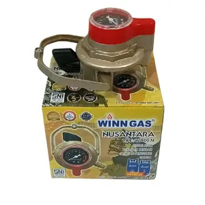 Winn Gas Regulator W-800 M Nusantara Tekanan Rendah dengan Sistem Double Lock & Meter Gas Akurat untuk Tabung LPG 3 KG / 12 KG SNI 7369:2012