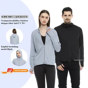 PLATINUM WORLD Jaket Olahraga Airsm Pria - Wanita Pelindung UV Lengan Panjang Hijab Sport Untuk Yoga/Fitness Sport