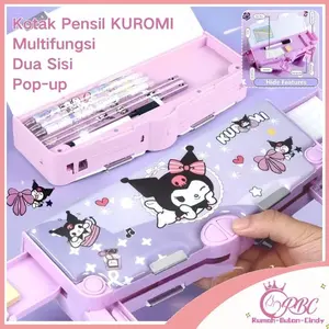 TMJ18 - Sanrio Kotak Pensil Multifungsi Dua Sisi / Kuromi / Melody /Cinnamoroll Anak Lengkap Peruncing Gunting Penghapus tempat penyimpanan