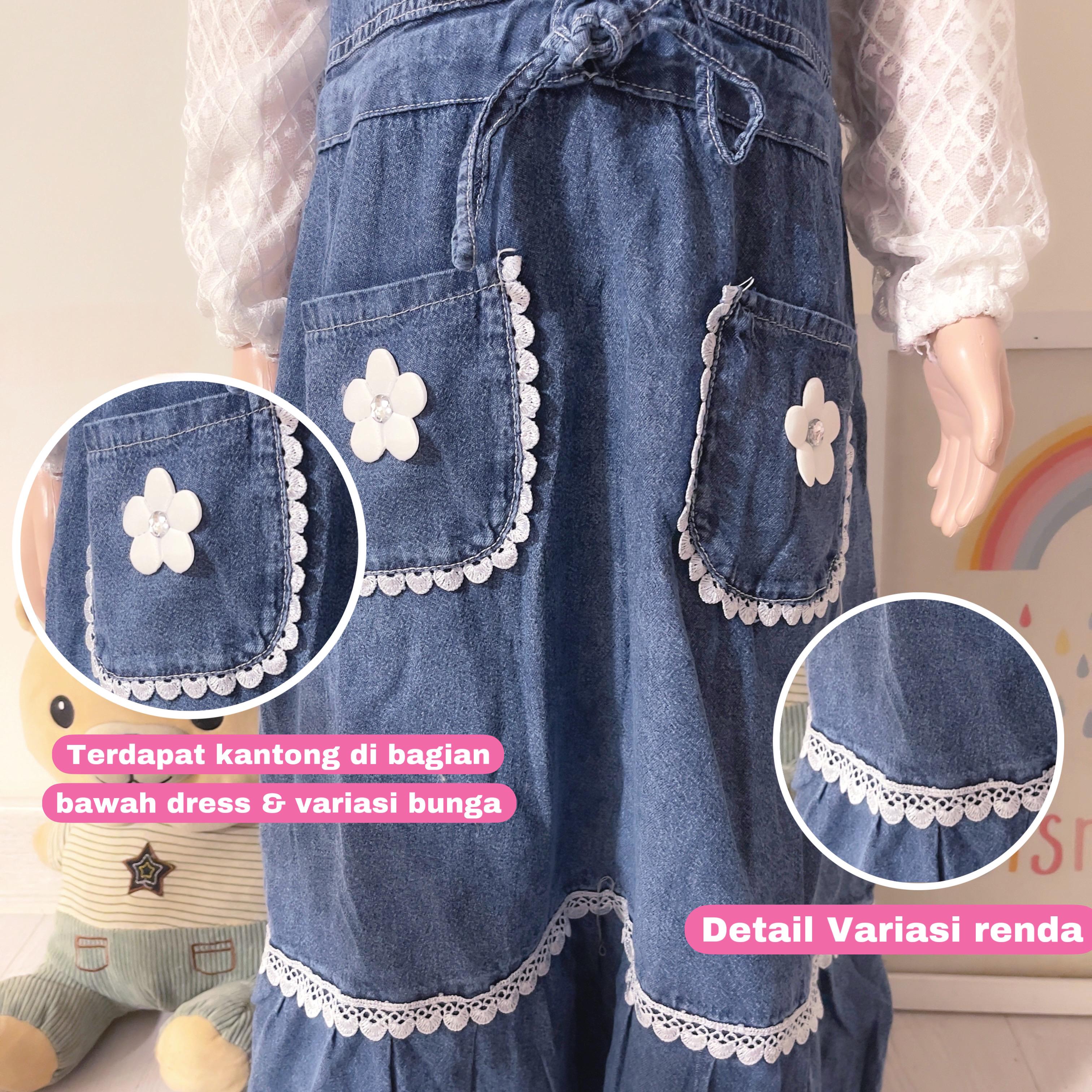 Dress Gamis Jeans Import Anak Perempuan Usia 3-10 Tahun Viral Fashion Anak Terbaru