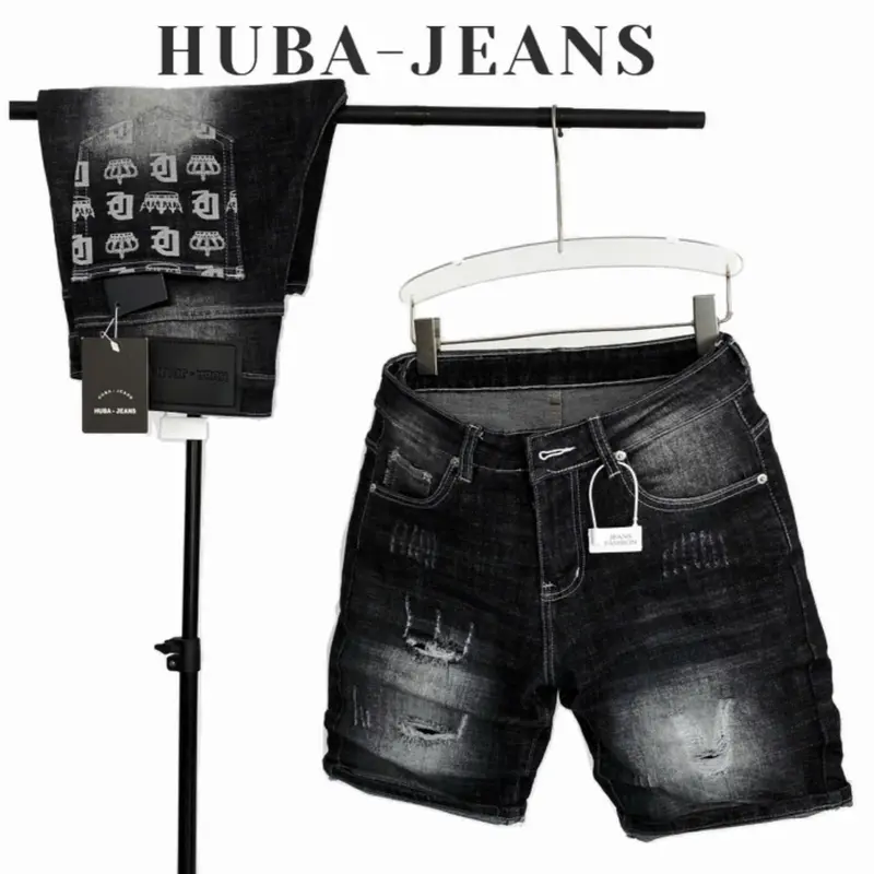 HUBA-JEANS (có BIGSIZE)Quần jean nam sọt wash Menswear Pants Denim quầntàntật quần purple quần biker quần icon thông thường khóa kéo có thể giặt máy khóa kéo Kem 4