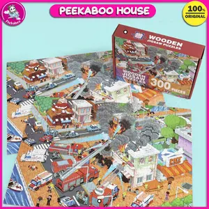 Buku Puzzle Wooden Jigsaw 300pcs Mainan Edukasi Perkembangan Anak Kreatif Peekaboo