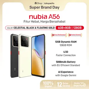 [LIVE EXCLUSIVE] Handphone nubia A56 ROM 128GB RAM 12GB (4+8GB) Smartphone Kamera AI 13MP Triple Camera Layar 6.75" 90Hz, Baterai 5000mAh Fast Charging