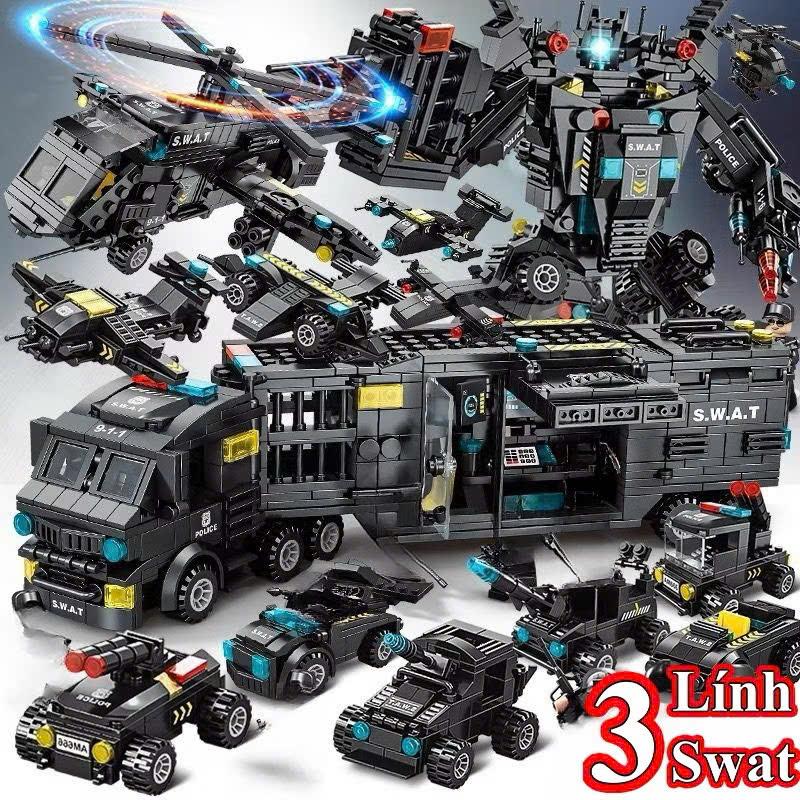 Frank Techinic Bộ Đồ Chơi Lắp Ráp Xếp Hình Cảnh Sát Oto Robot Du Thuyền Trực Thăng Xe SWAT Máy Bay AT 8577 920 Chi Tiết ABS An Toàn Cho Sức Khỏe Mô Hình Technic Cho Người Đam Mê Lắp Ráp Độ Hoàn Thiện Cao