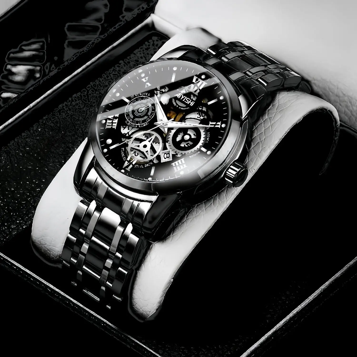 Jam Tangan Pria AIYISHI Tipe Olahraga Multi-Fungsi dengan Mesin Kuarsa Otomatis, Kaca Jam Warna Hitam, Bahan Stainless Steel, Tahan Air 30 Meter, Garansi 2 Tahun-1806 Jam Tangan Pria AIYISHI Tipe Olahraga Multi-Fungsi dengan Mesin Kuarsa Otomatis, Kaca Jam Warna Hitam, Bahan Stainless Steel, Tahan Air 30 Meter, Garansi 2 Tahun-1806