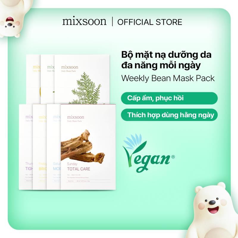 Bộ mặt nạ hỗ trợ dưỡng trắng, cấp ẩm và phục hồi da mixsoon Daily Mask 20ml x