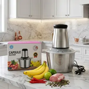 Blender Penggiling Daging Chopper Meat Grinder Stainless  2 Liter Low Watt Penggiling 4 Mata Pisau