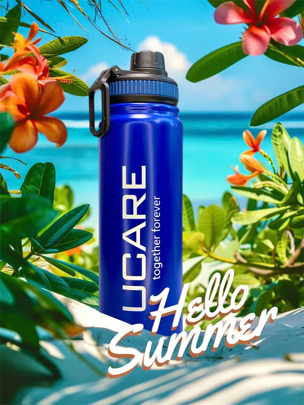 Bình giữ nhiệt Ucare 800ml , bình nước giữ nhiệt nóng lạnh đến 6 tiếng, có nắp vặn và quai cầm tiện lợi, Inox cao cấp an toàn không rỉ, tặng kèm quà hấp dẫn 3