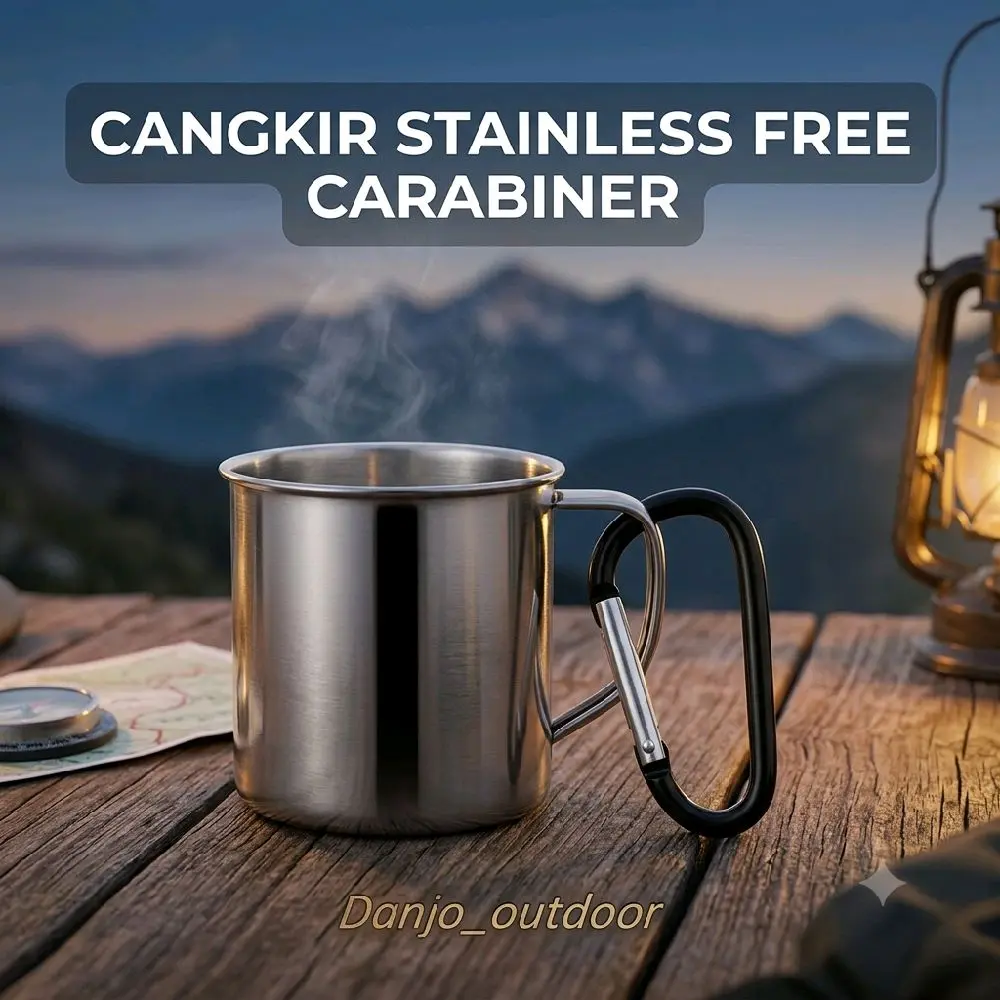 Cangkir Stainless Free Carabiner Cocok untuk Camping dengan Desain Praktis dan Tahan Lama