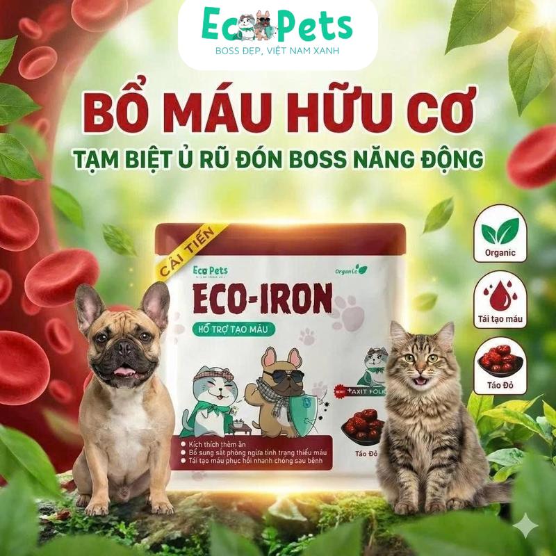 Combo 3 bột bổ máu cho mèo Ecopets ECO IRON bổ sung sắt hữu cơ cho mèo thiếu…