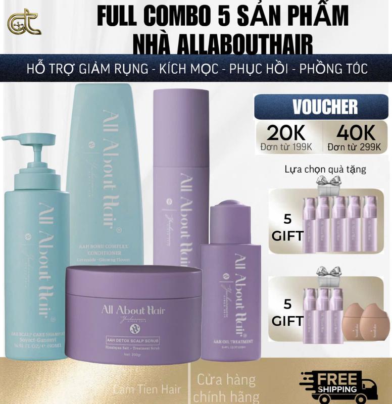 FULL BỘ 5 SẢN PHẨM CHĂM SÓC TÓC NHÀ ALL ABOUT HAIR TẶNG 5 GIFFT