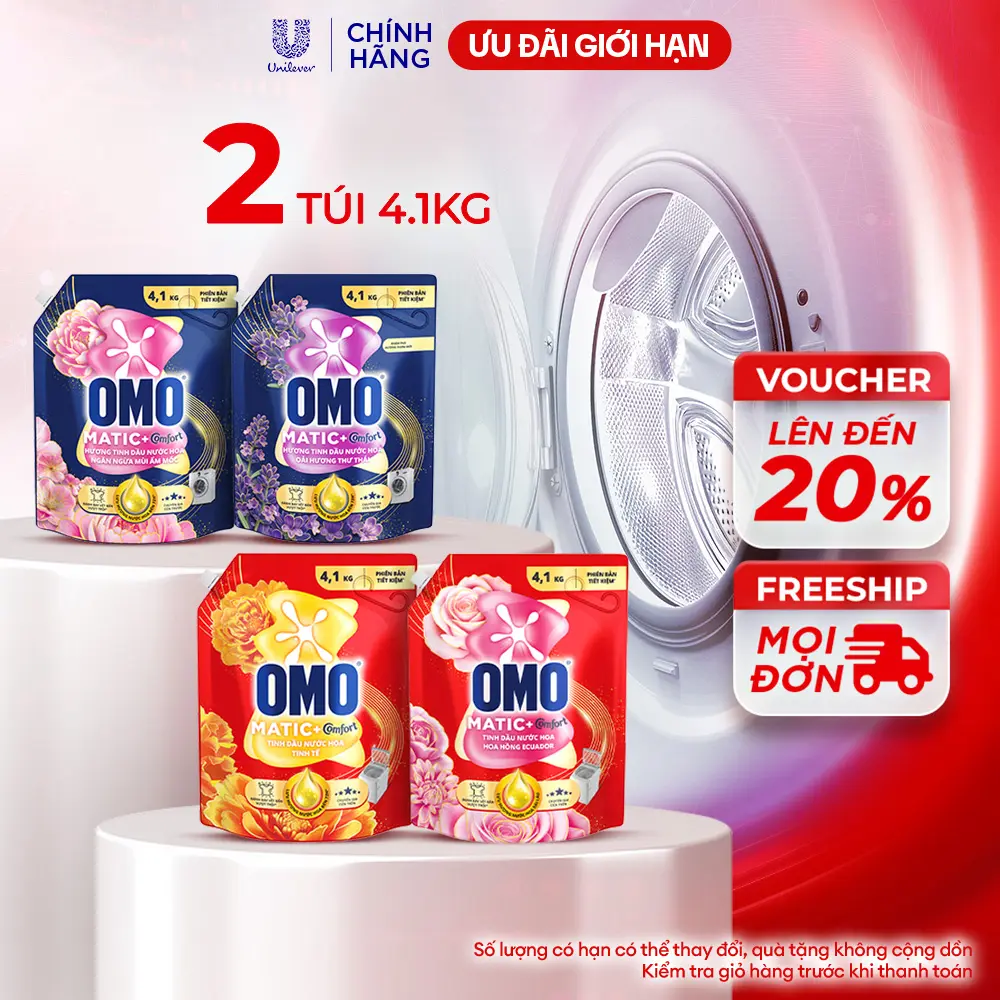 Combo 2 Nước giặt OMO Matic Hương Nước Hoa Comfort 4.1KG (túi) [1]