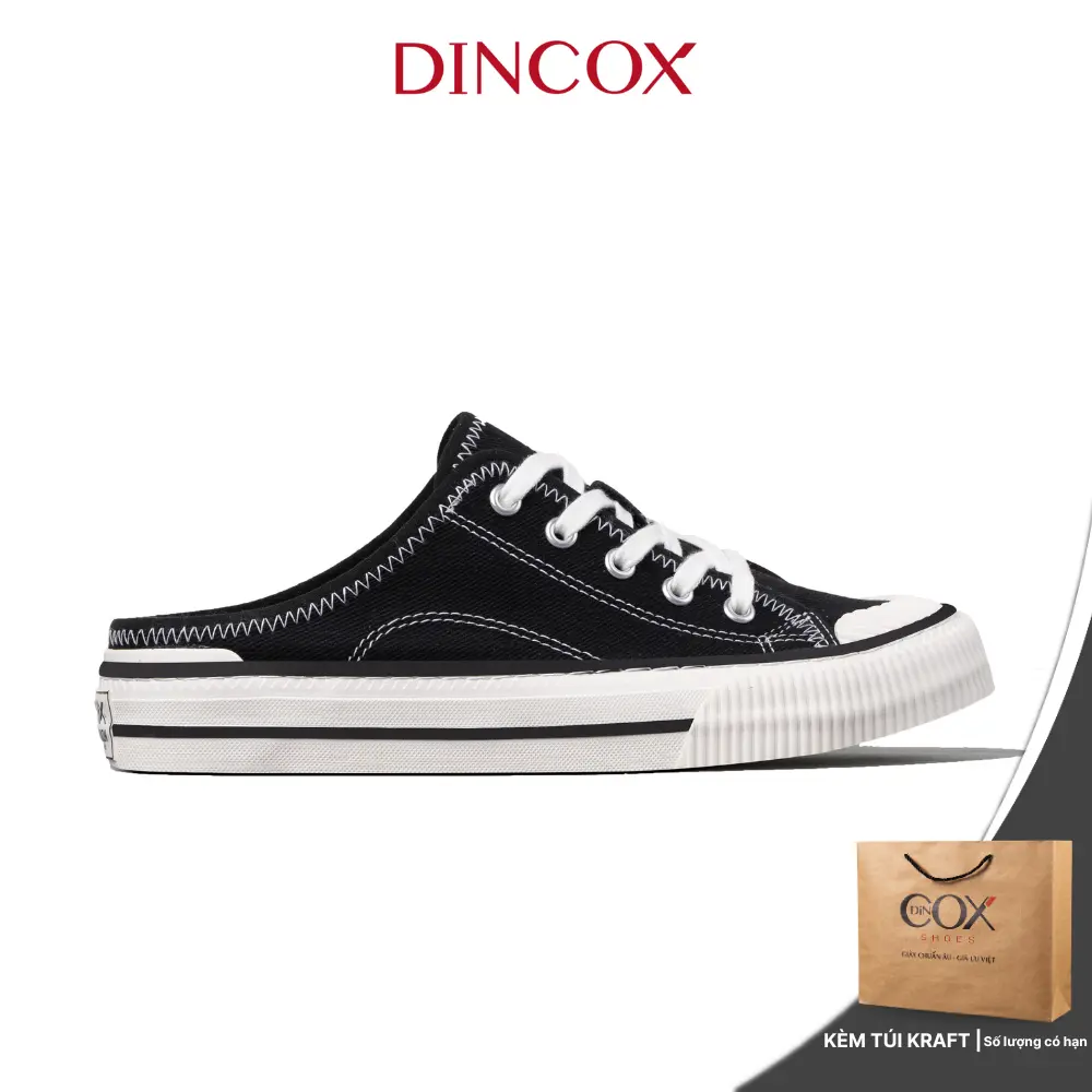 Giày Sục Đạp Gót Mules E10 Black Vải Sneaker Unisex Tăng Chiều Cao 4cm Shoes Nam