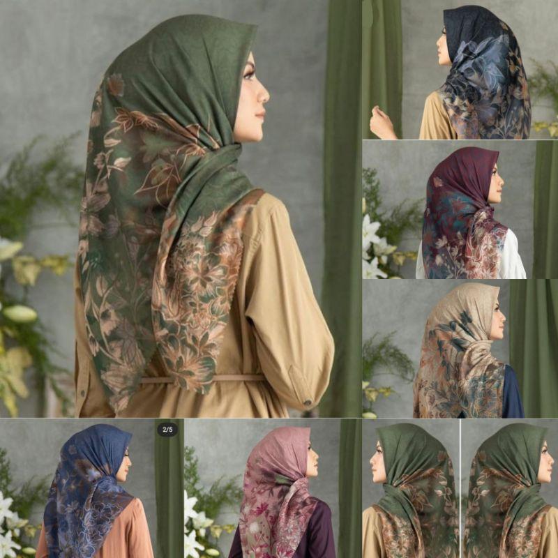 PROMO HIJAB/JILBAB VOAL MOTIF PRINTING LASER CUT SEGI EMPAT 1
