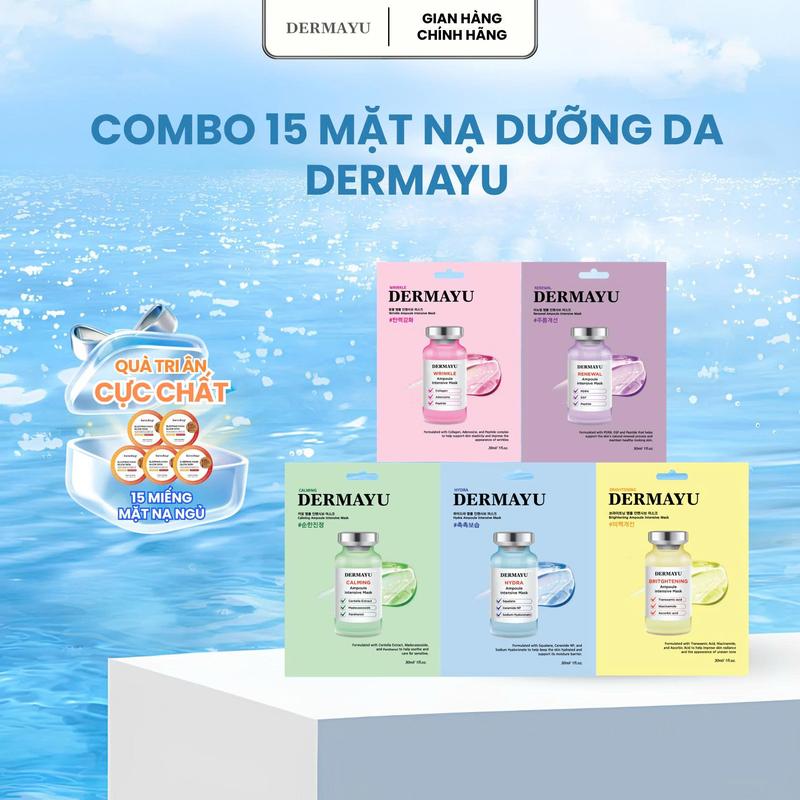 - COMBO 15 MIẾNG Mặt Nạ Dermayu Ampoule Intensive Mask Hỗ Trợ Cấp Ẩm Và Phục Hồi Da 30ml X10